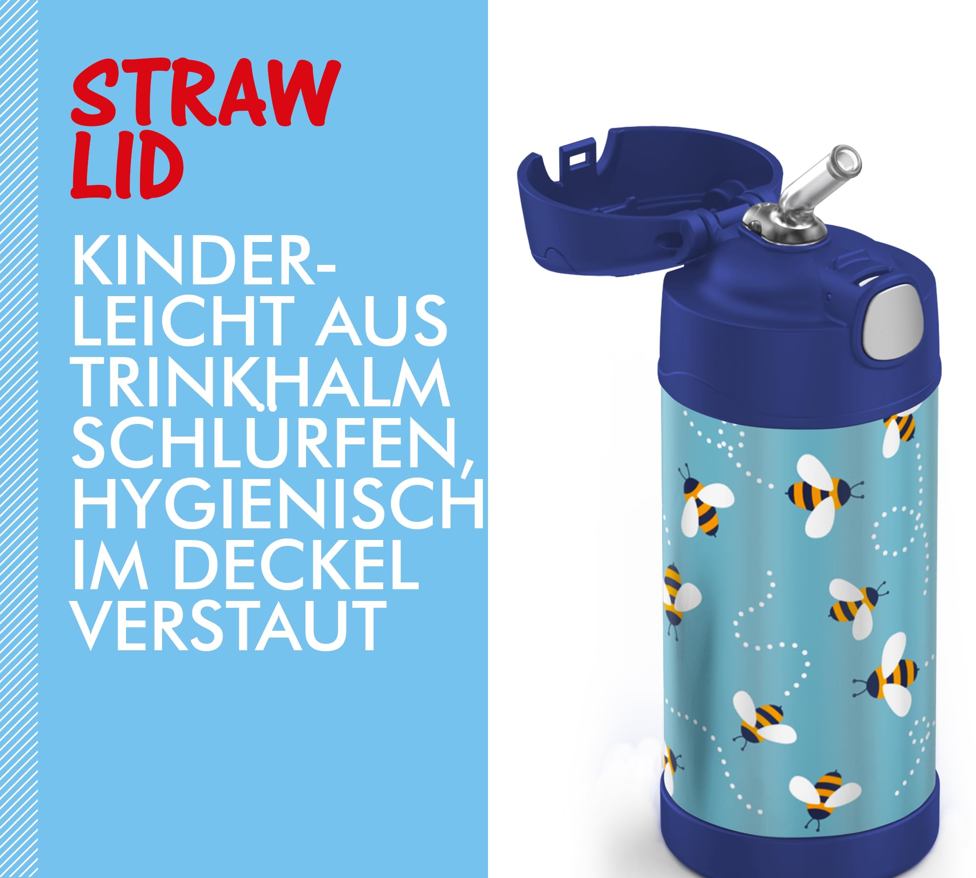 thermos-funtainer-straw-bottle-isolierflasche-0-35-l-bees image 3