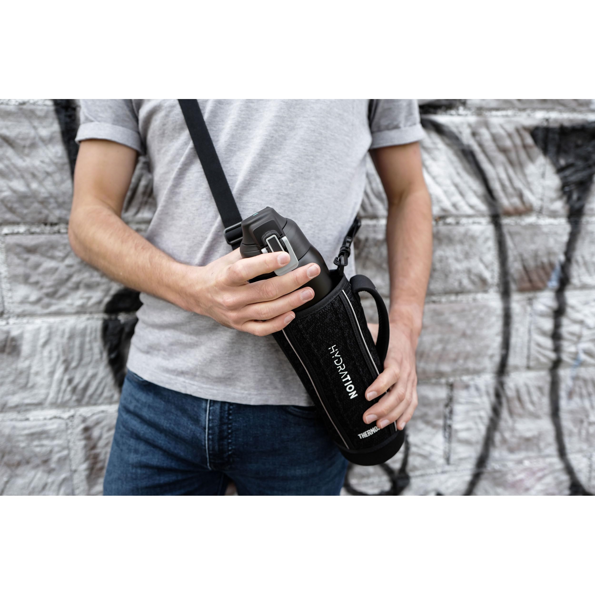 thermos-ultralight-strap-bottle-isolierflasche-1-0-l-schwarz-mit-tragetasche image 6