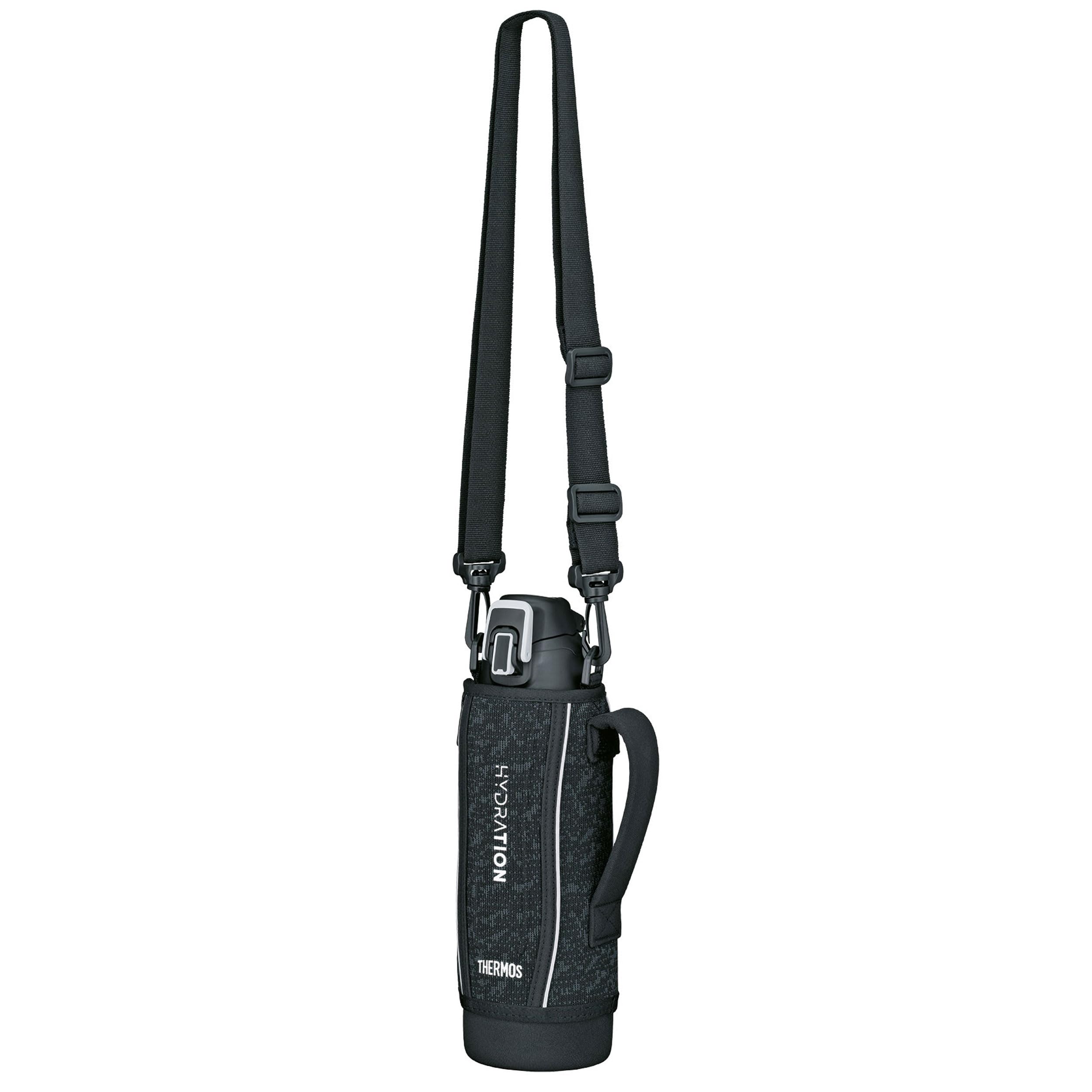 thermos-ultralight-strap-bottle-isolierflasche-1-0-l-schwarz-mit-tragetasche image 3