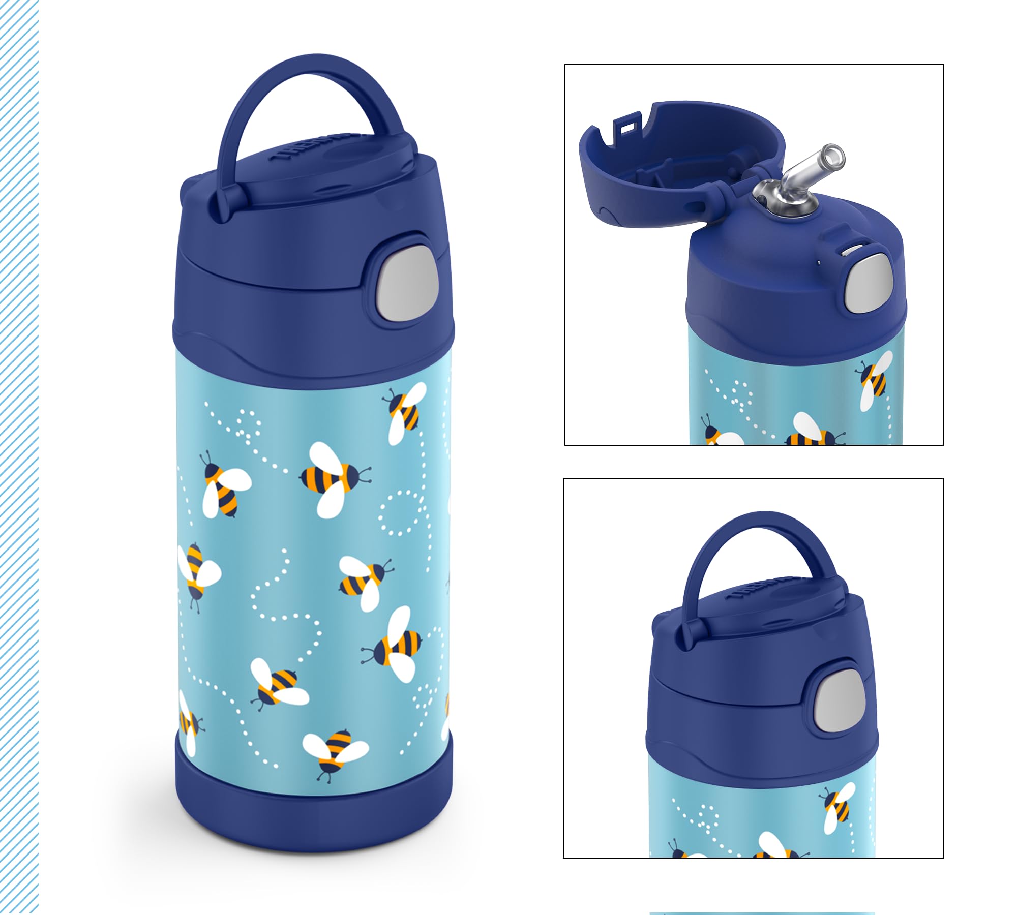 thermos-funtainer-straw-bottle-isolierflasche-0-35-l-bees image 2