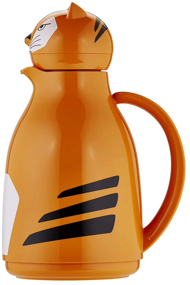 helios-thermo-tiger-isolierkanne-1-l-orange-tiermotiv-kunststoff image 1