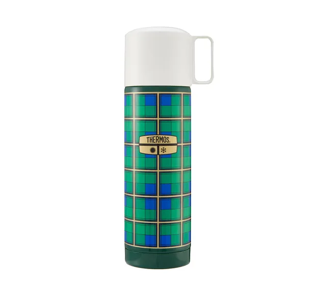 thermos-revival-isolierflasche-0-50-l-retro-gr-n-mit-becherdeckel image 1