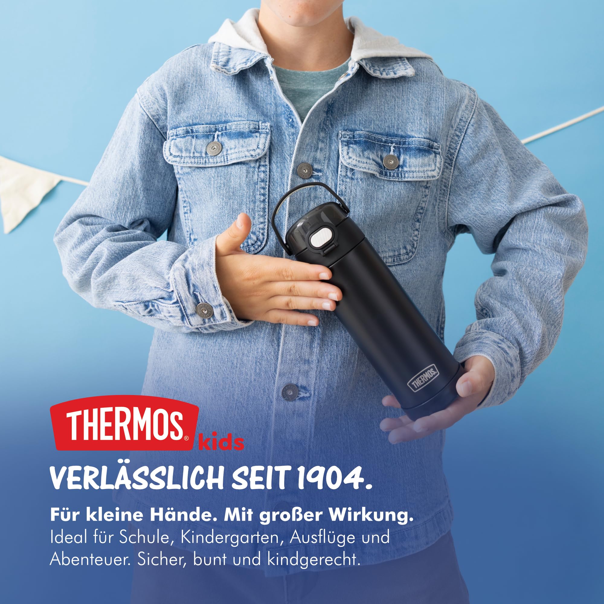thermos-kids-funtainer-trinkflasche-0-47-l-black-edelstahl-mit-strohhalm image 2