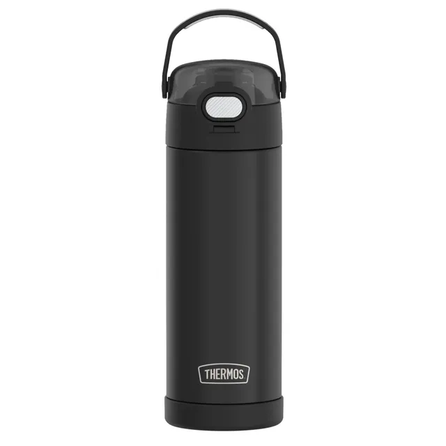 thermos-kids-funtainer-trinkflasche-0-47-l-black-edelstahl-mit-strohhalm image 1